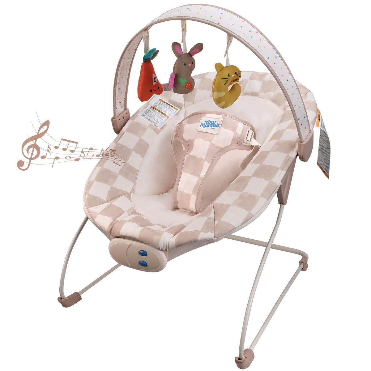 Tiny Marvels baby bouncer with music toys supports sensory play and calm moments.