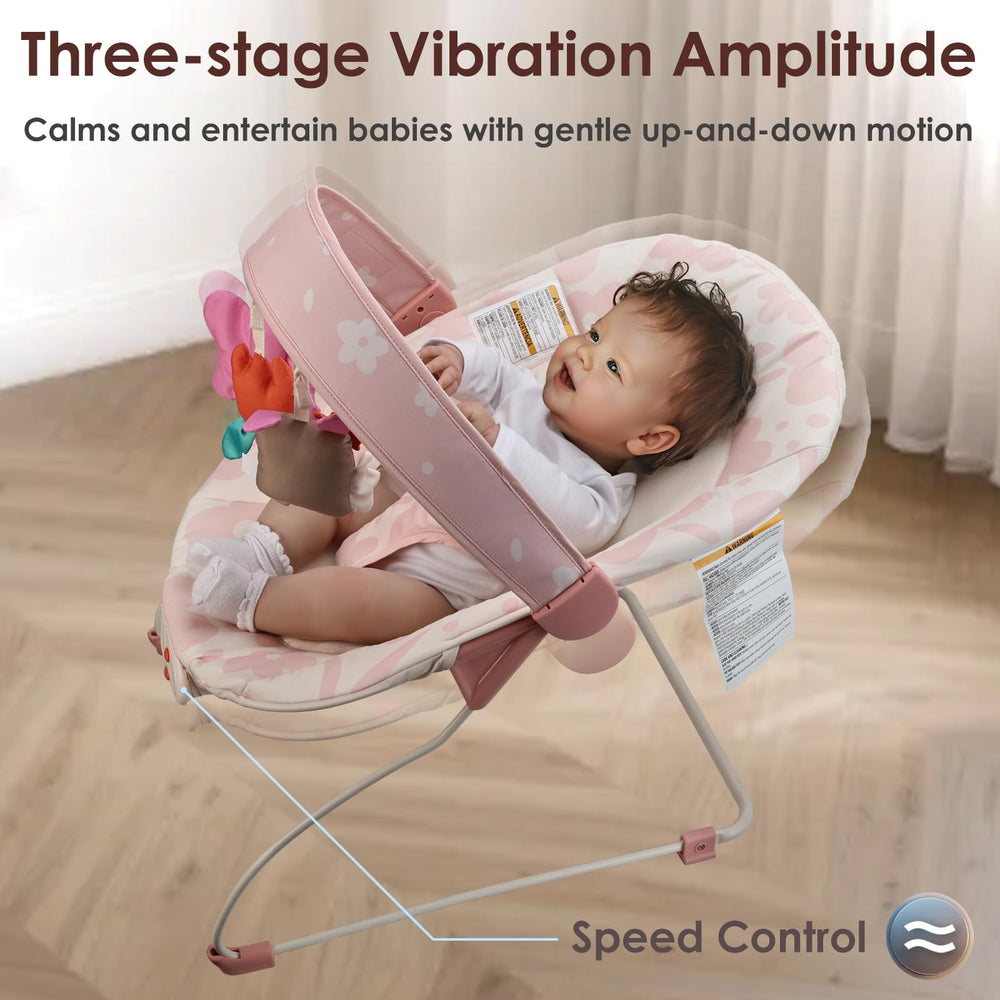 Tiny Marvels Baby Bouncer pink floral portable indoor design