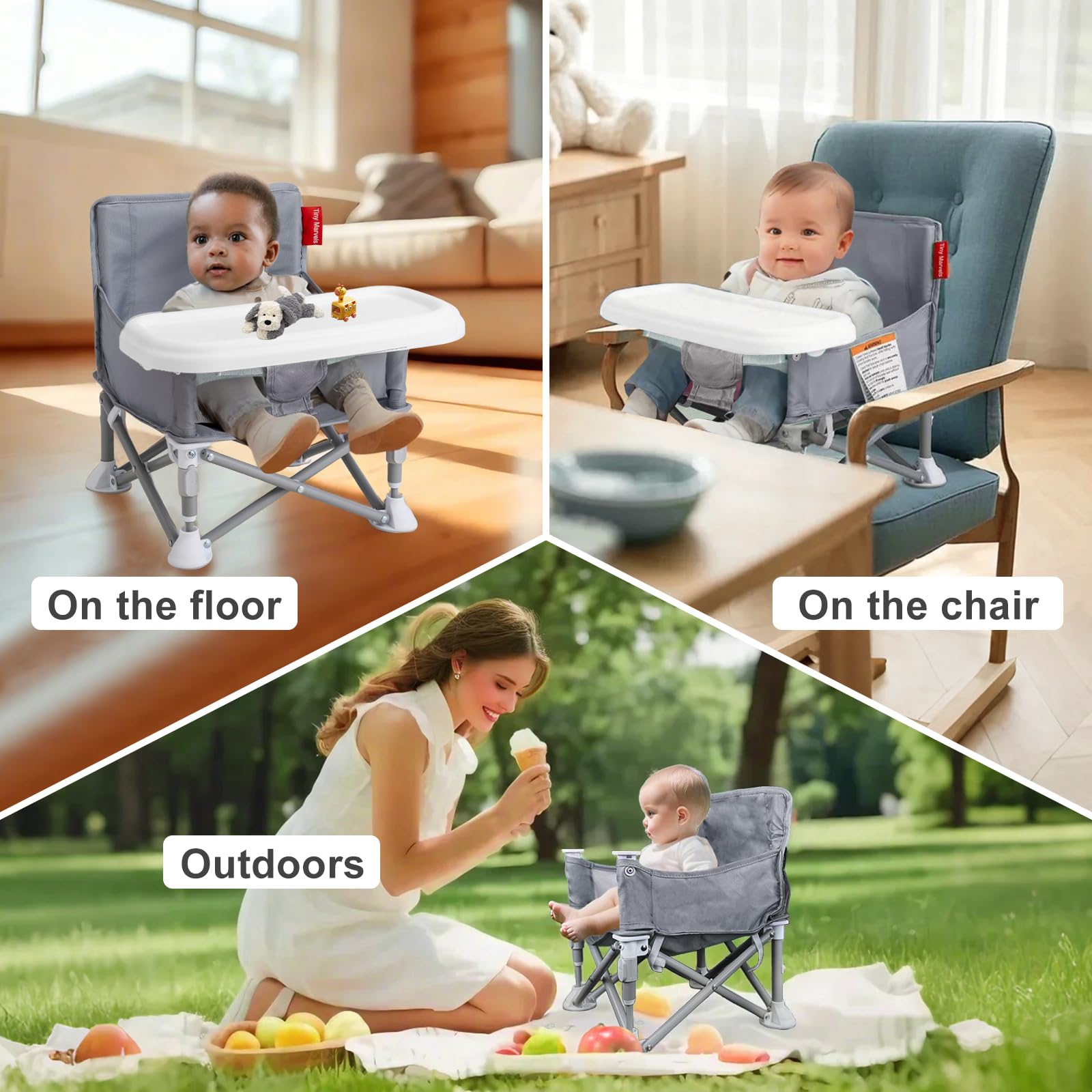 Tiny Marvels 600D Oxford fabric seat offers soft comfort