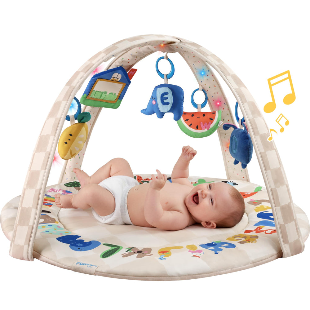 Tiny Marvels baby play gym arch with light-up feature supports early visual tracking