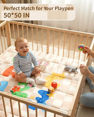 Tiny Marvels Baby Play Mat 50x50 inch size creates ample crawling space.