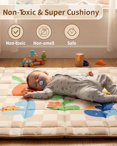 Tiny Marvels Baby Play Mat features colorful letters and numbers for learning.