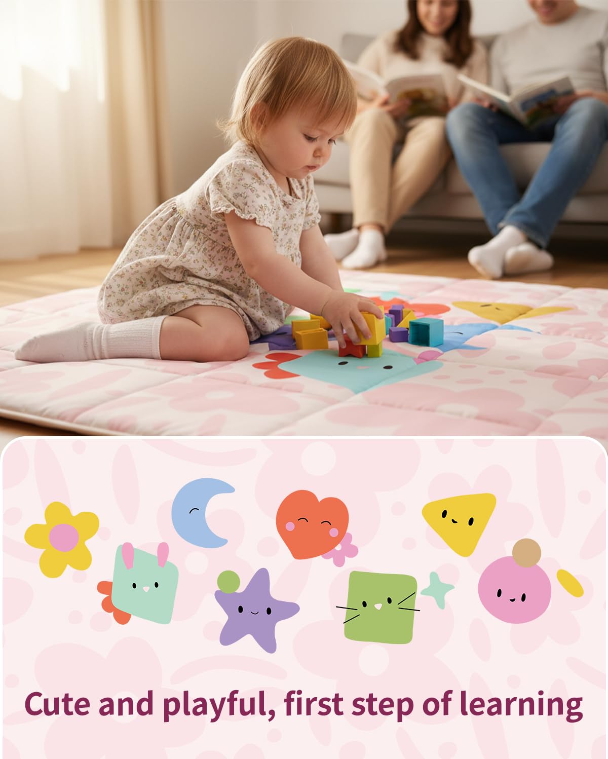 Tiny Marvels mat features colorful letters and numbers for early learning.