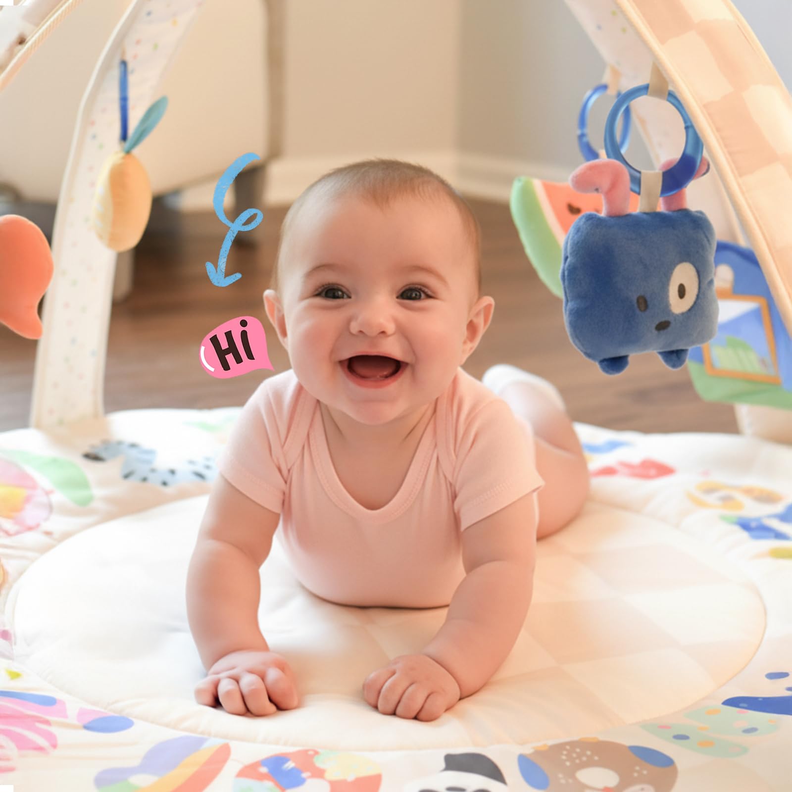 Tiny Marvels crinkle elephant toy stimulates tactile exploration during activities