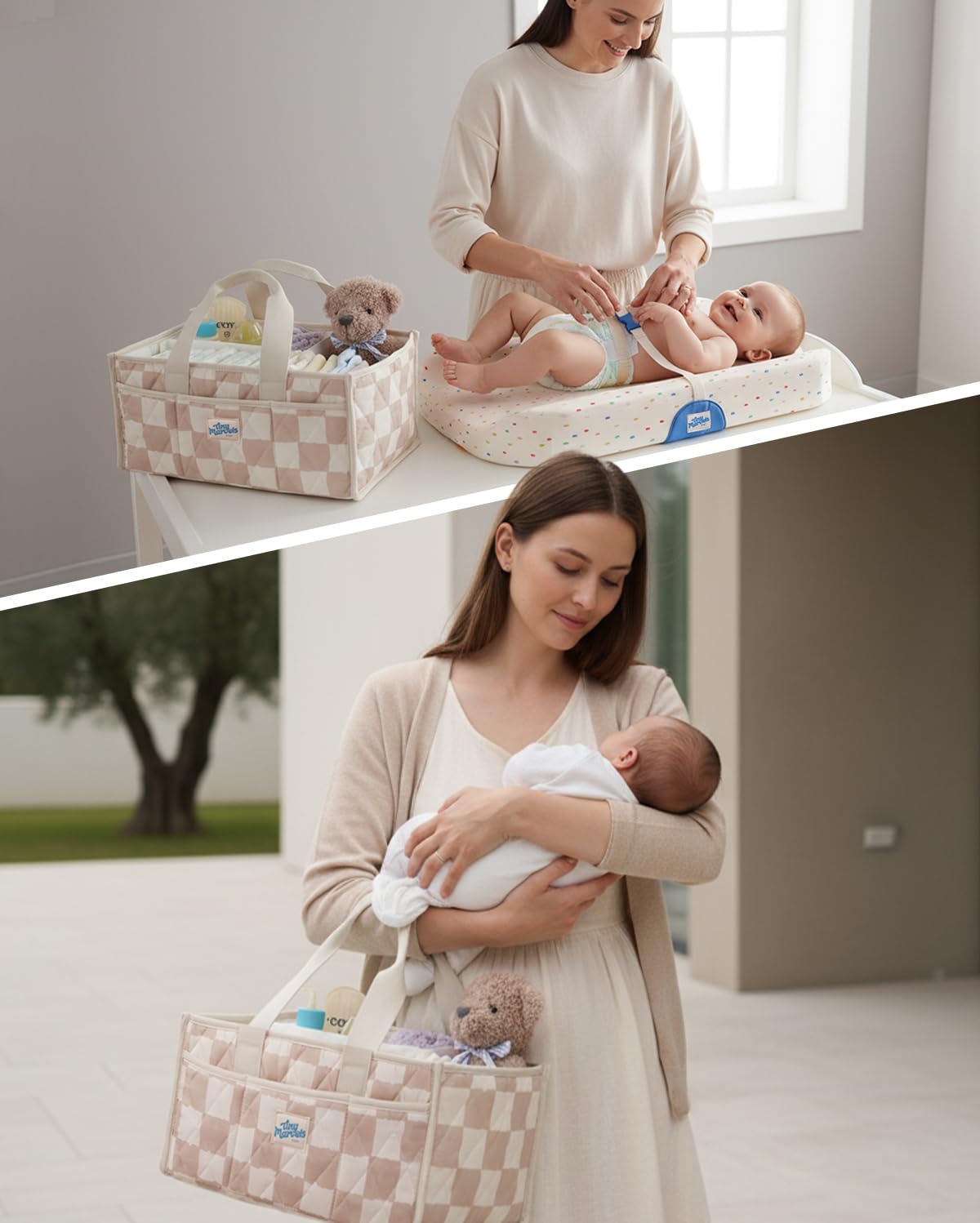Easy-clean materials used in Tiny Marvels diaper caddy