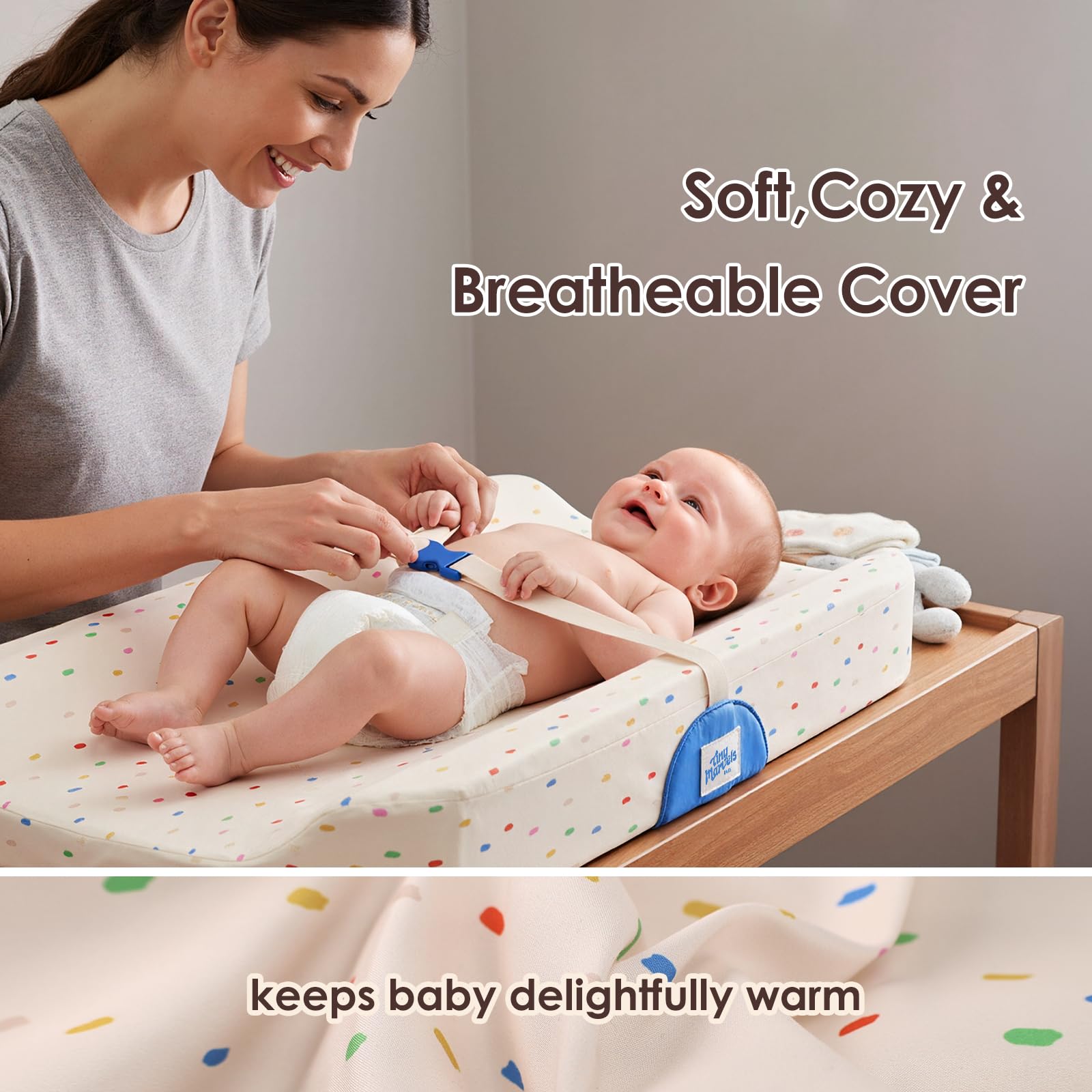 Tiny Marvels changing pad base non-slip grip on a changing surface