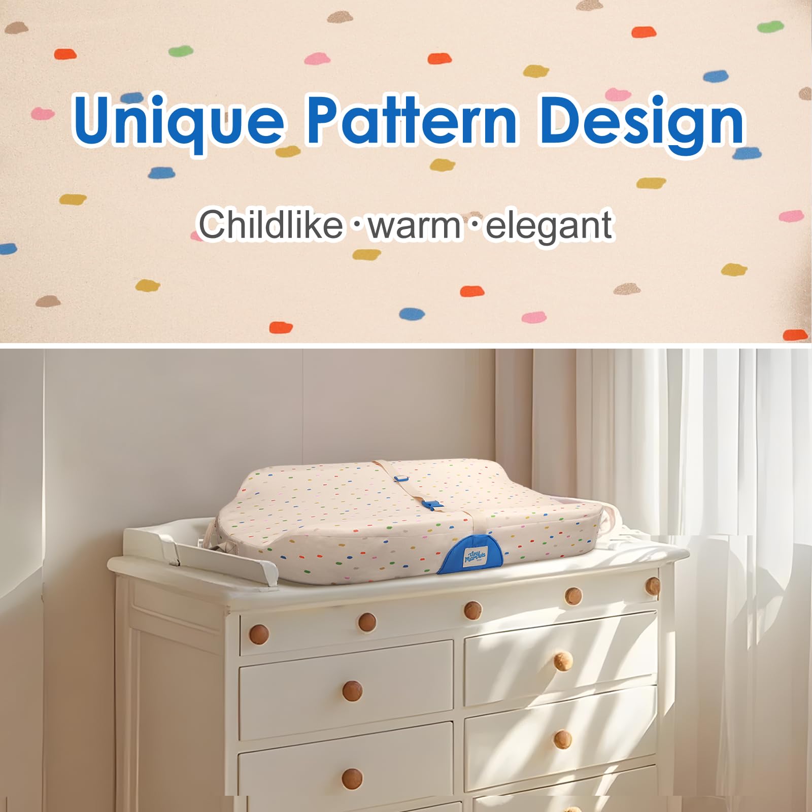 Tiny Marvels contoured sides designed to cradle baby during changes