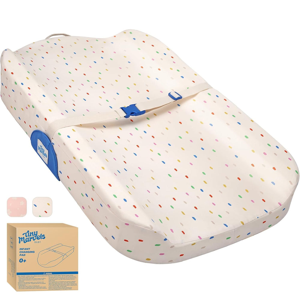 Tiny Marvels non-slip changing pad corner view showing secure contoured design for safe diaper changes
