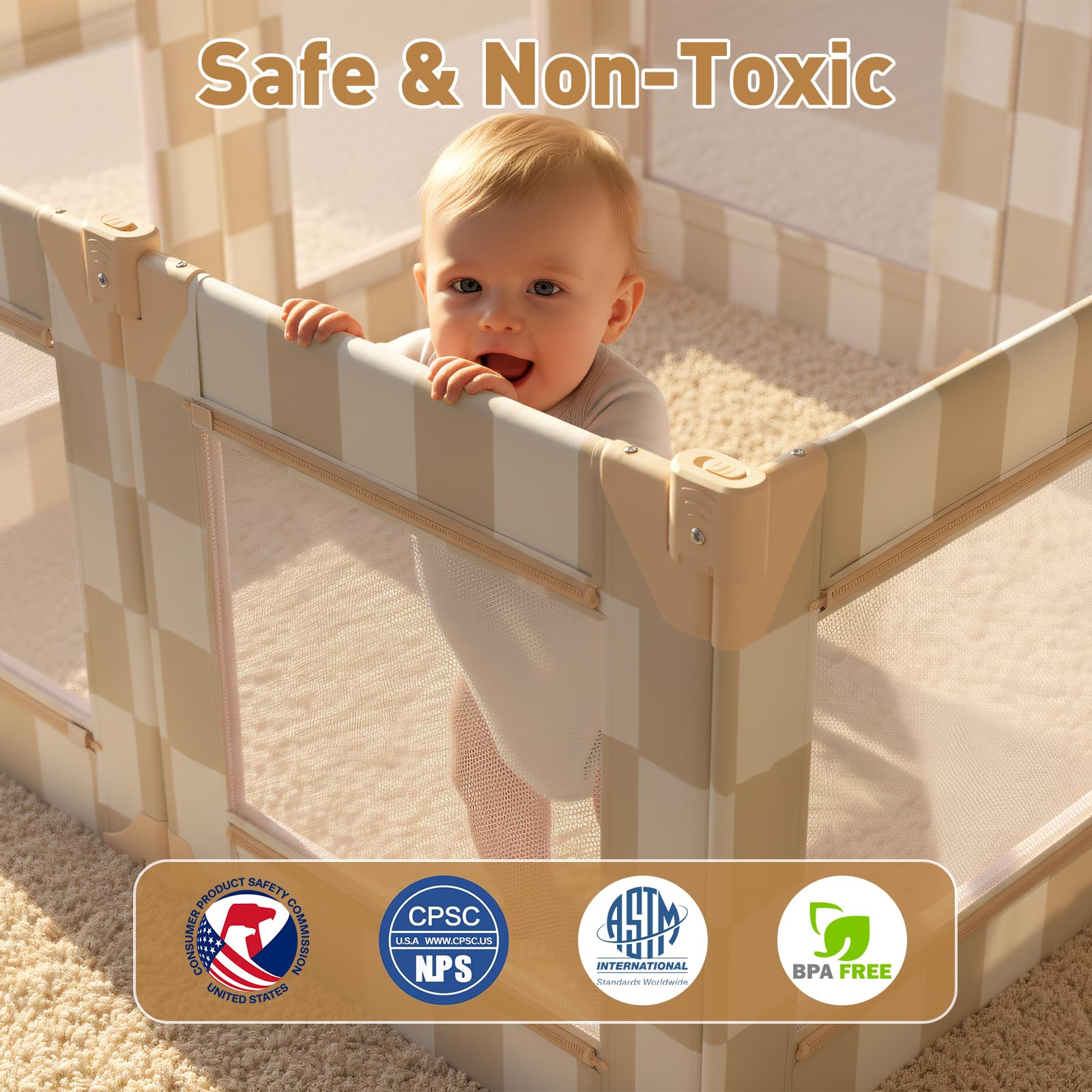 Tiny Marvels playpen ready for outdoor use on a dry, flat surface.