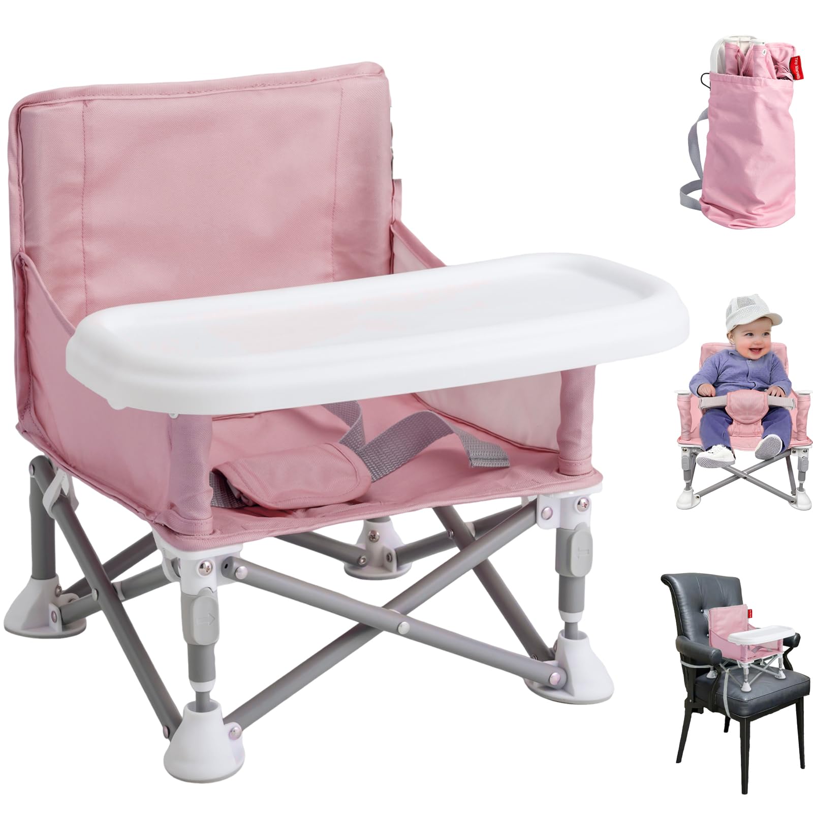 Tiny Marvels portable 3-in-1 chair assembled for travel ready meals