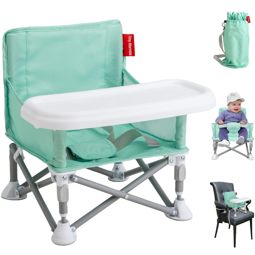 Tiny Marvels portable 3-in-1 chair folded for travel and compact storage.