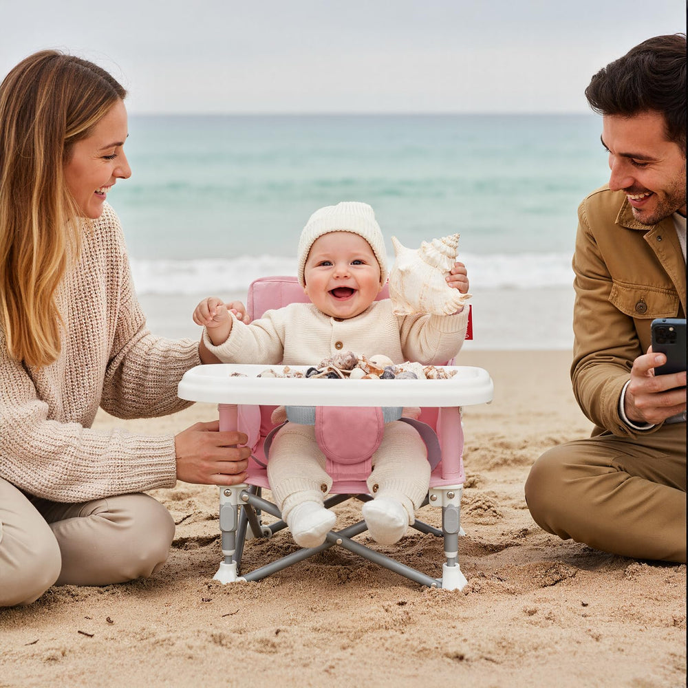 Tiny Marvels portable 3-in-1 chair tray removed for quick feeding