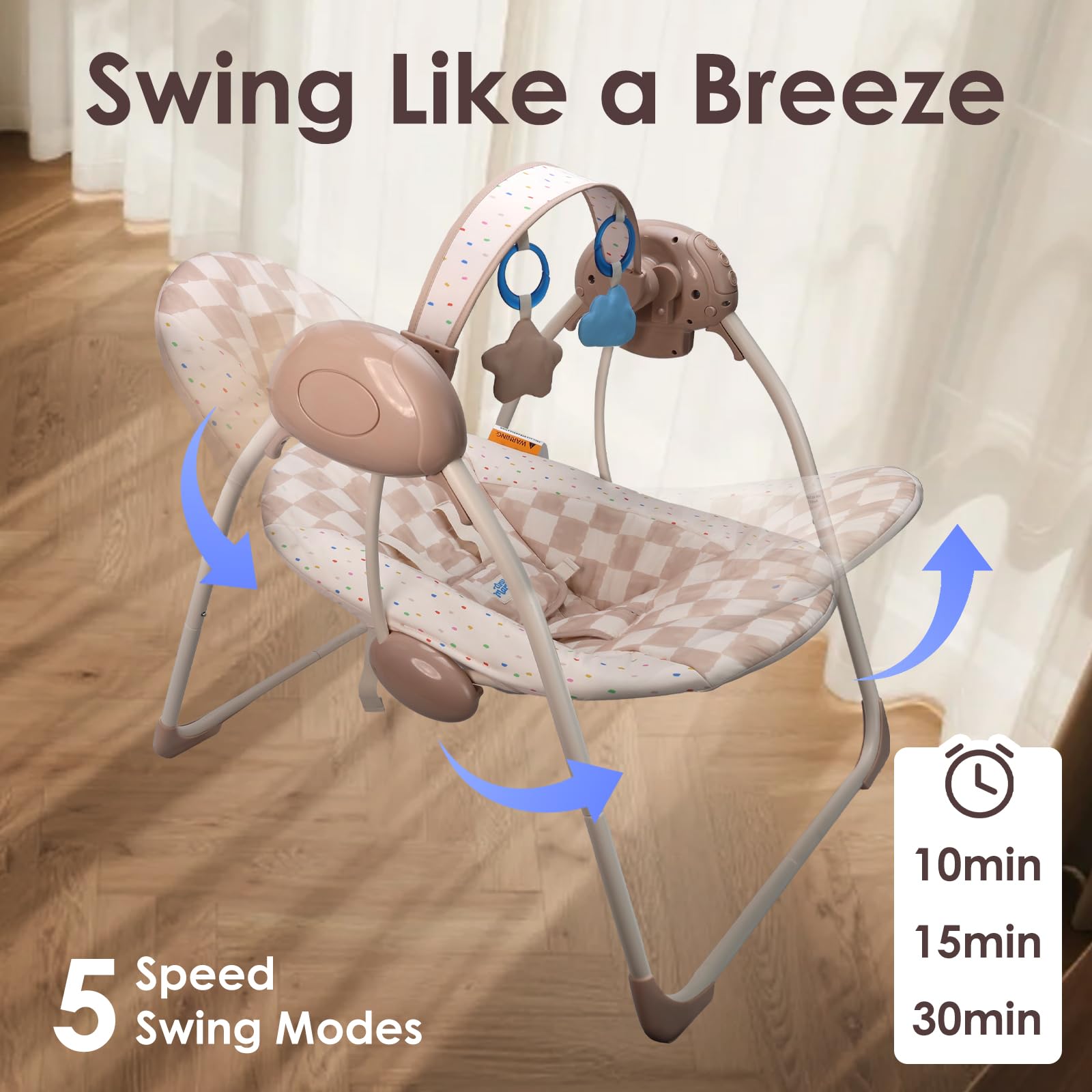 Tiny Marvels portable swing AC and battery power options for versatility