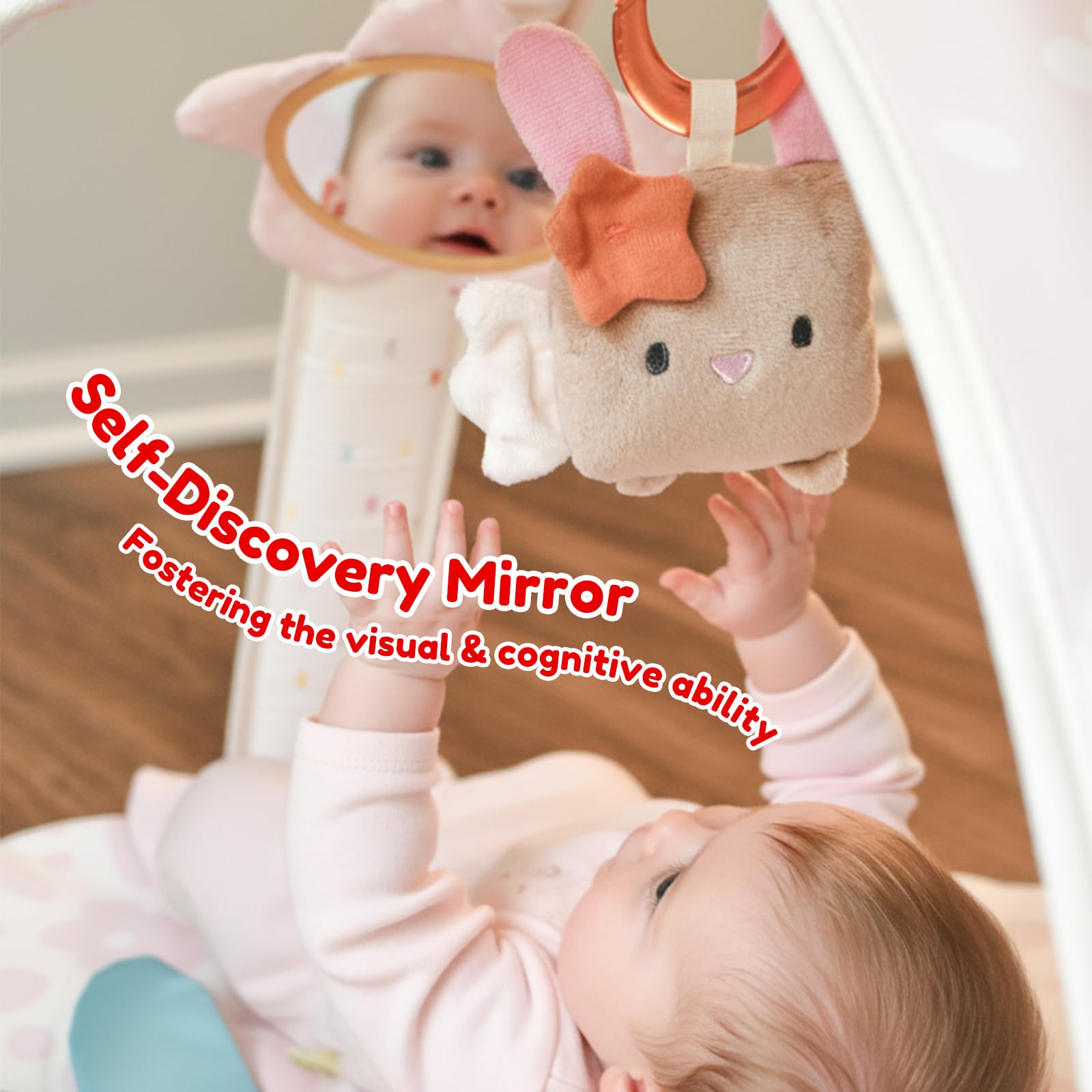 Tiny Marvels flower mirror supports self-exploration during tummy time.