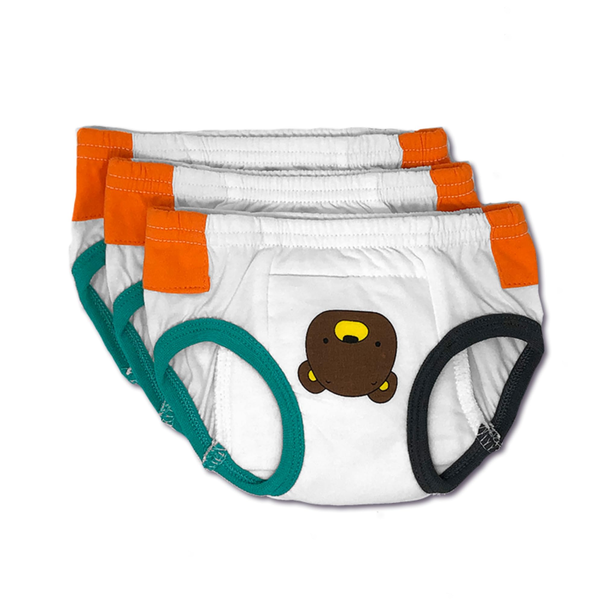 Tiny Trainers Bear colorway close-up showing soft cotton and added absorbency for EC
