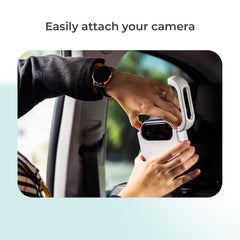 Tiny Traveler headrest mount lets you position the camera for optimal visibility.