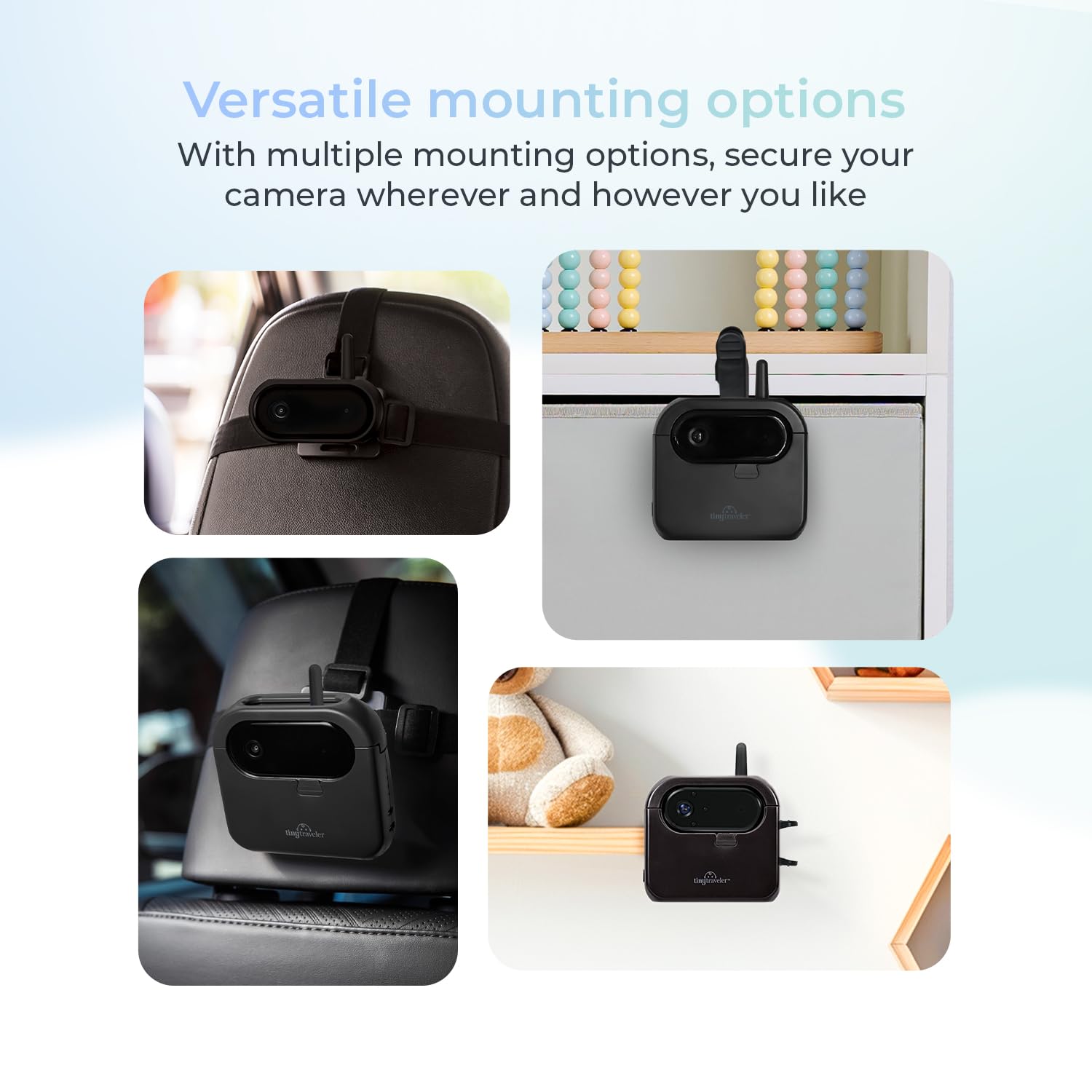 Tiny Traveler AI smart car monitor 1000 ft range enables distant viewing during trips.