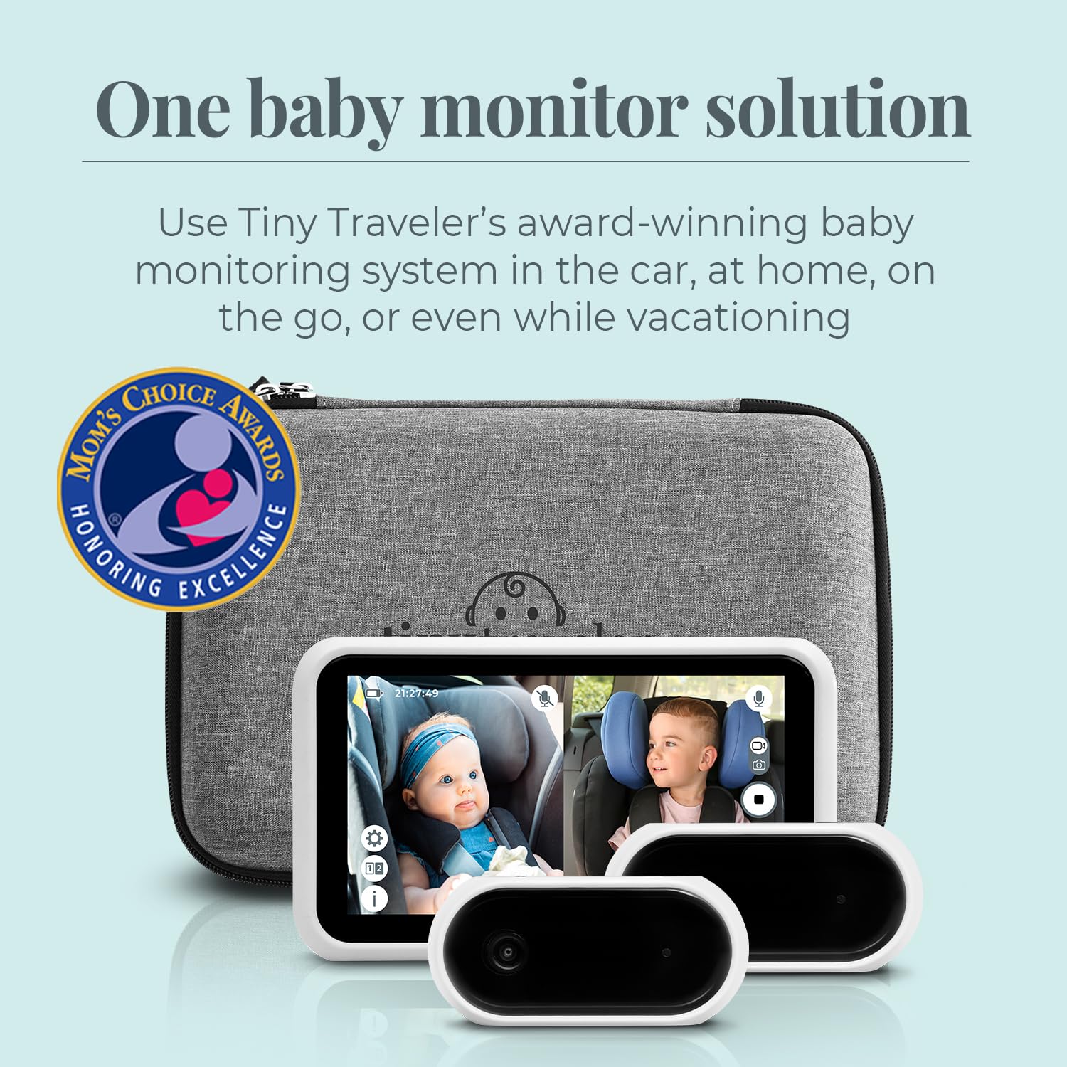 Tiny Traveler reminder alert beeps when exiting the car, reminding you to check the back seat.