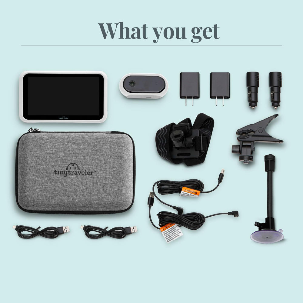 Tiny Traveler backseat mount keeps the monitor secure on bumpy roads.