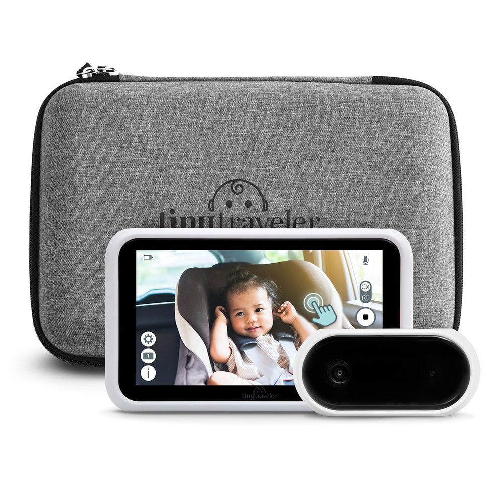 Tiny Traveler monitor display shows live HD footage for on-the-road monitoring.