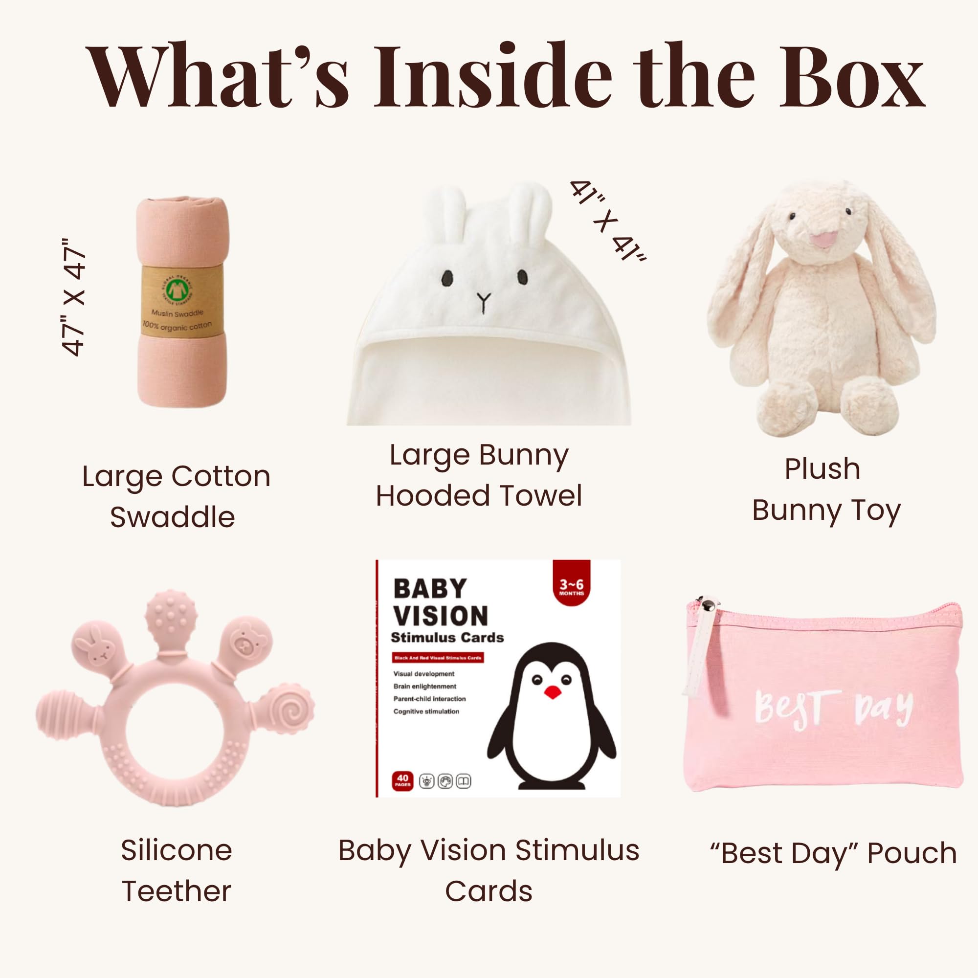 Tiny Treasures muslin swaddle blanket in gift basket for breathable comfort.