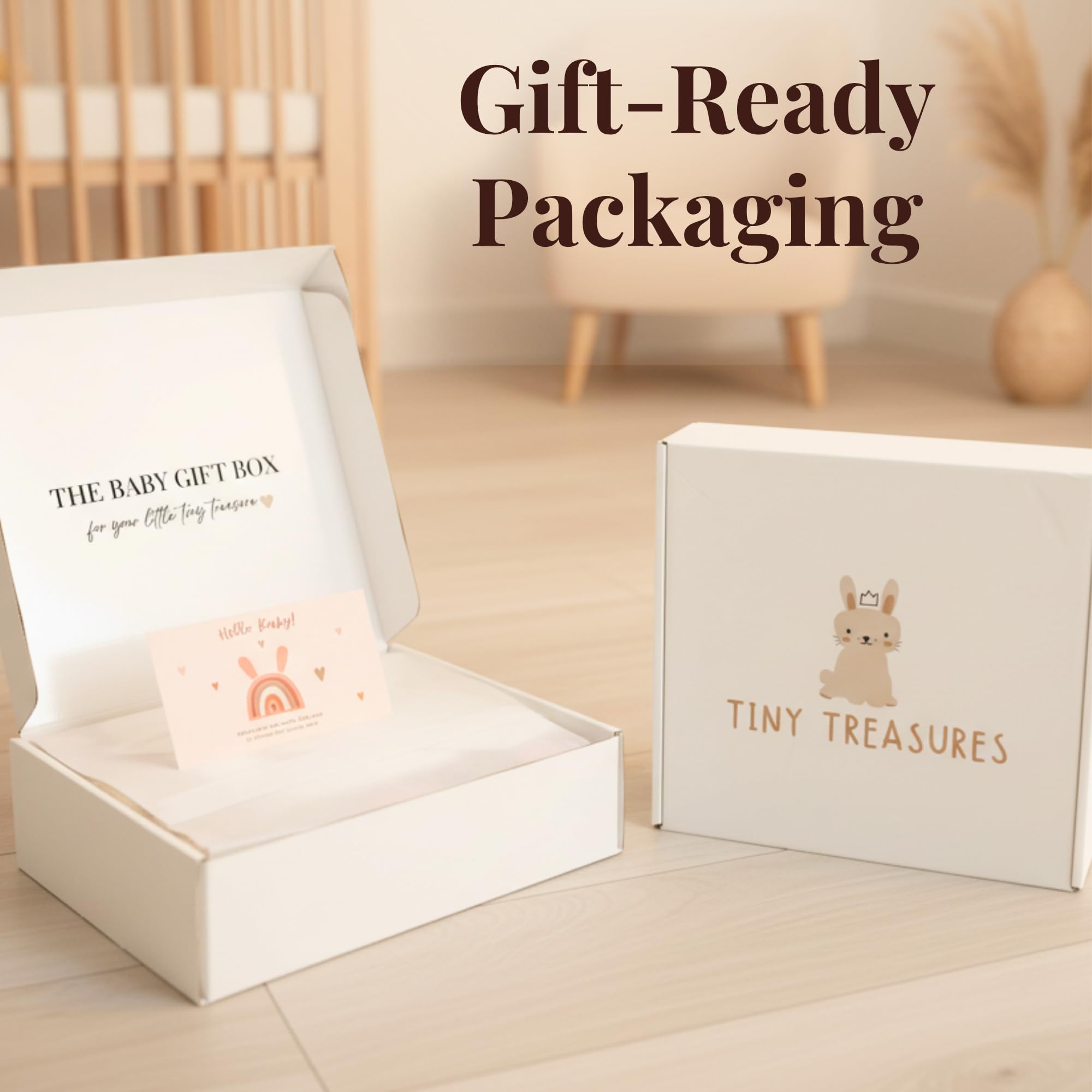 Tiny Treasures personalized card adds a heartfelt note for new parents.
