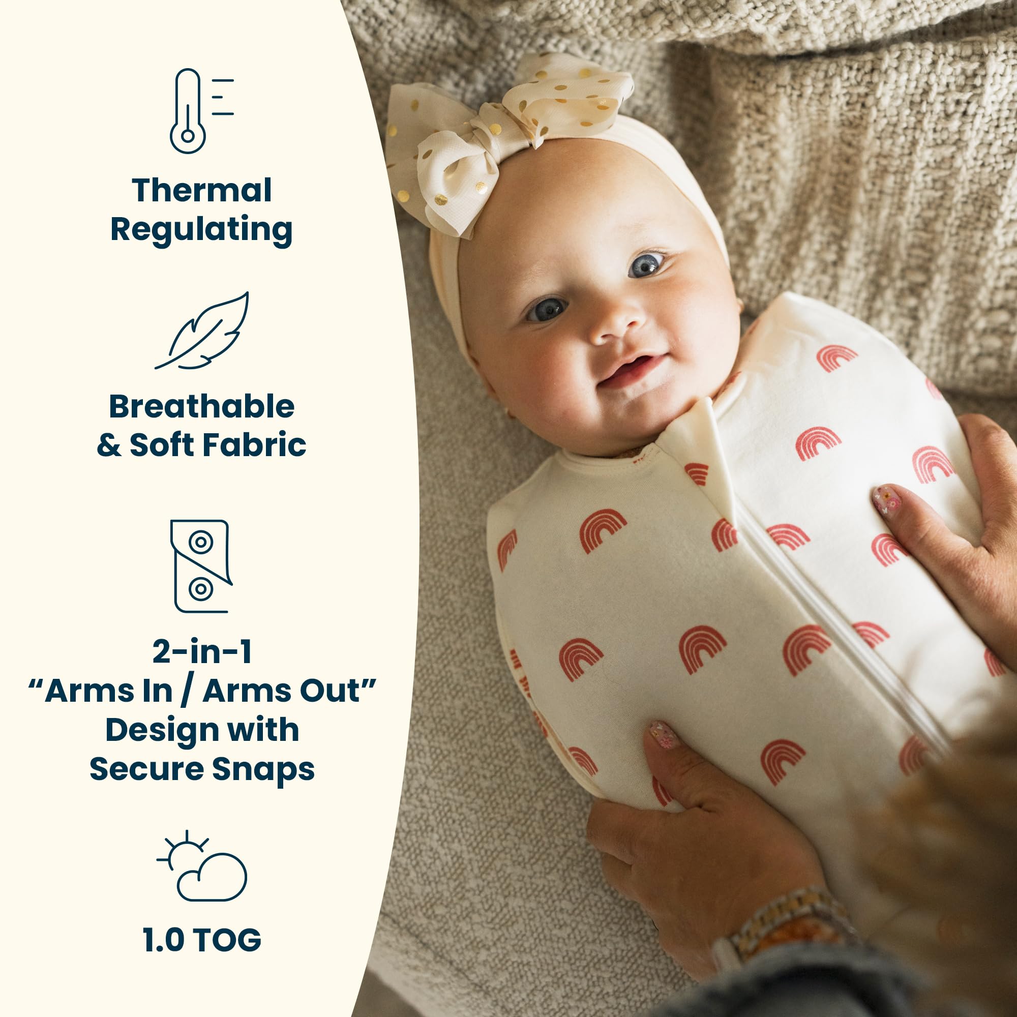 Baby movement-friendly design allows natural movement during sleep.