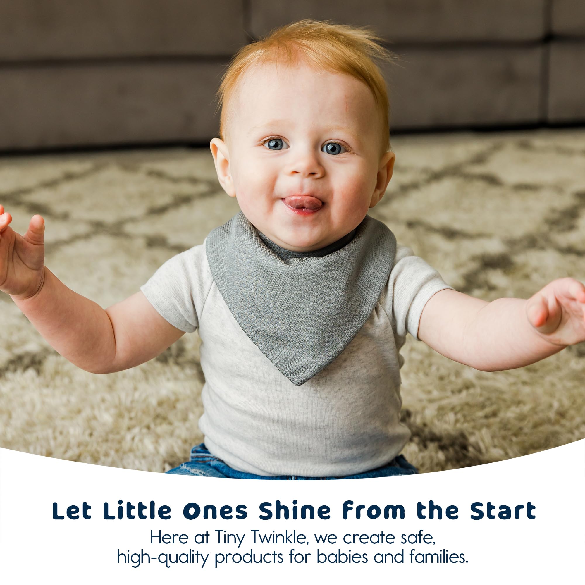 Tiny Twinkle bandana bibs are machine washable for easy cleaning.