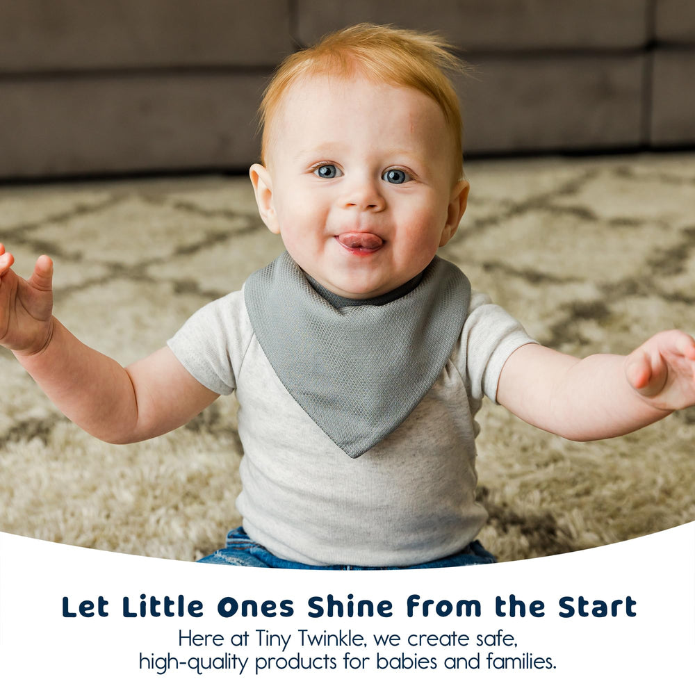 Tiny Twinkle bandana bibs are machine washable for easy cleaning.