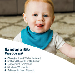 Tiny Twinkle bibs with water-resistant lining keep baby dry after dribbles.