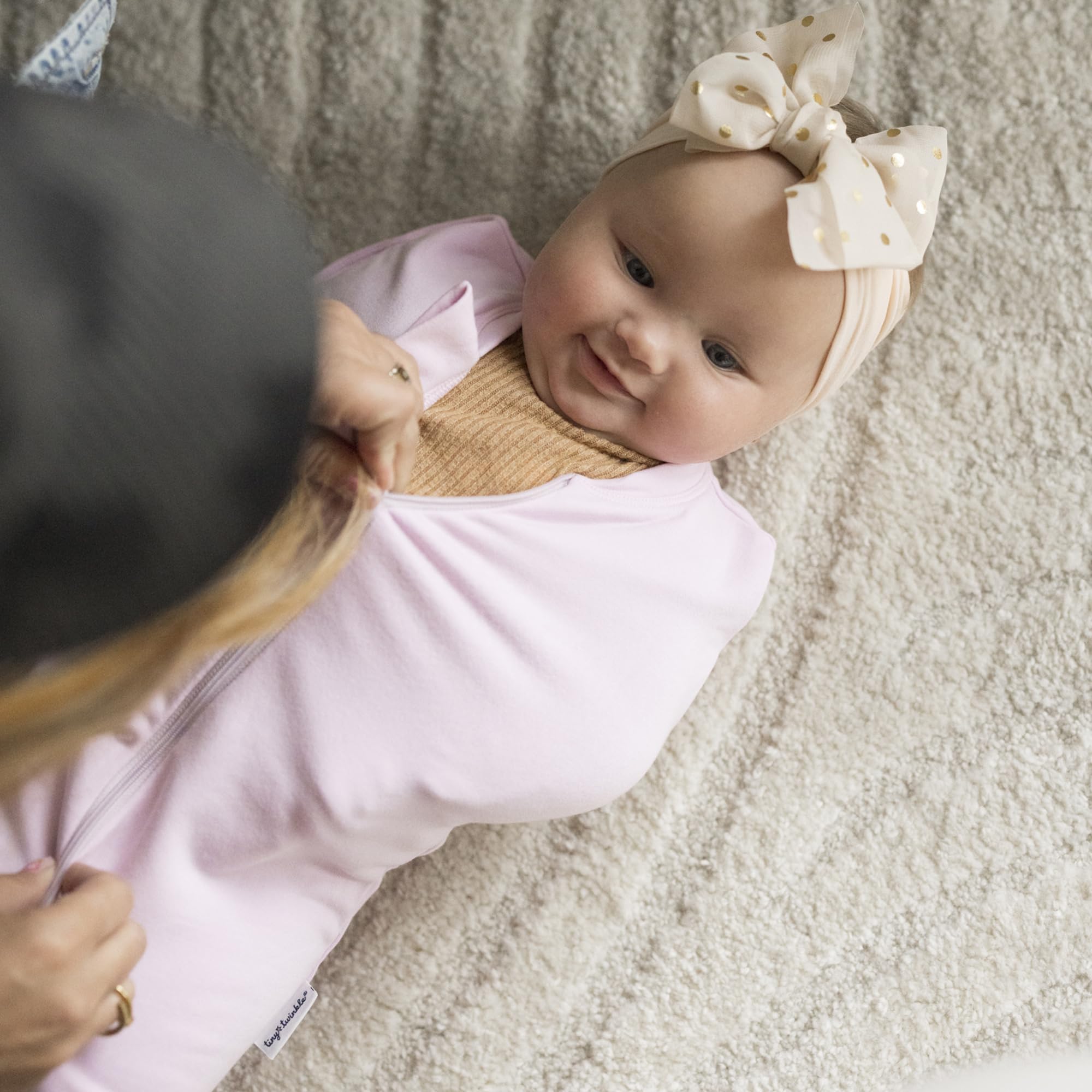 Tiny Twinkle breathable micro-fleece fabric emphasizes hypoallergenic softness for sensitive skin