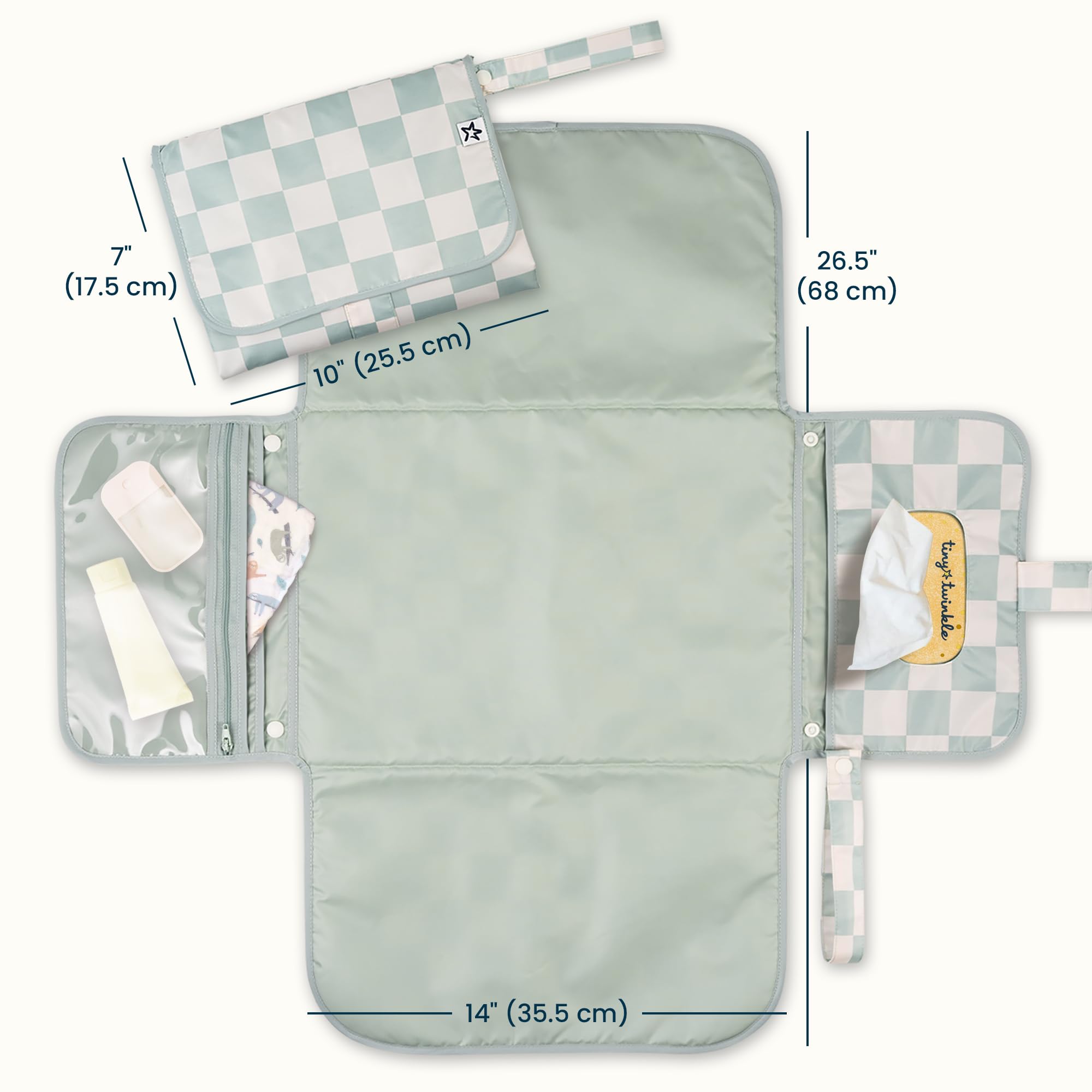 Tiny Twinkle built-in wipes pocket for quick one-handed changes