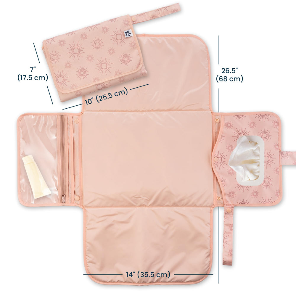 Tiny Twinkle changing pad with wipes pocket for fast one handed changes