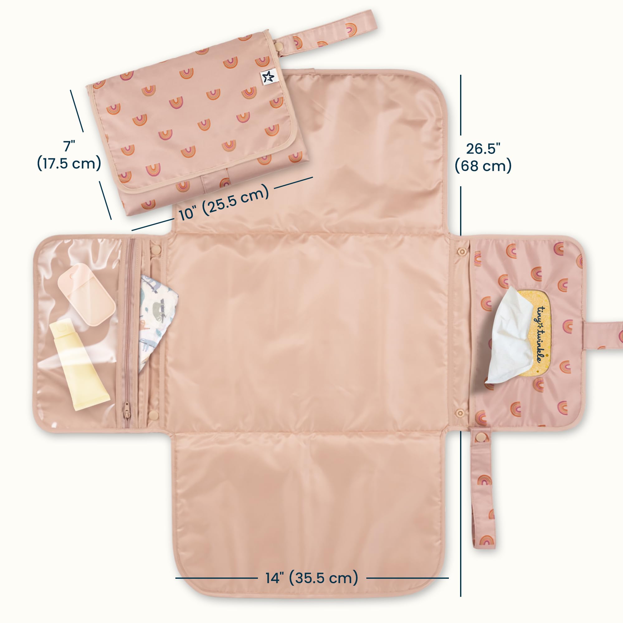 Tiny Twinkle changing pad with built-in wipes pocket for quick access