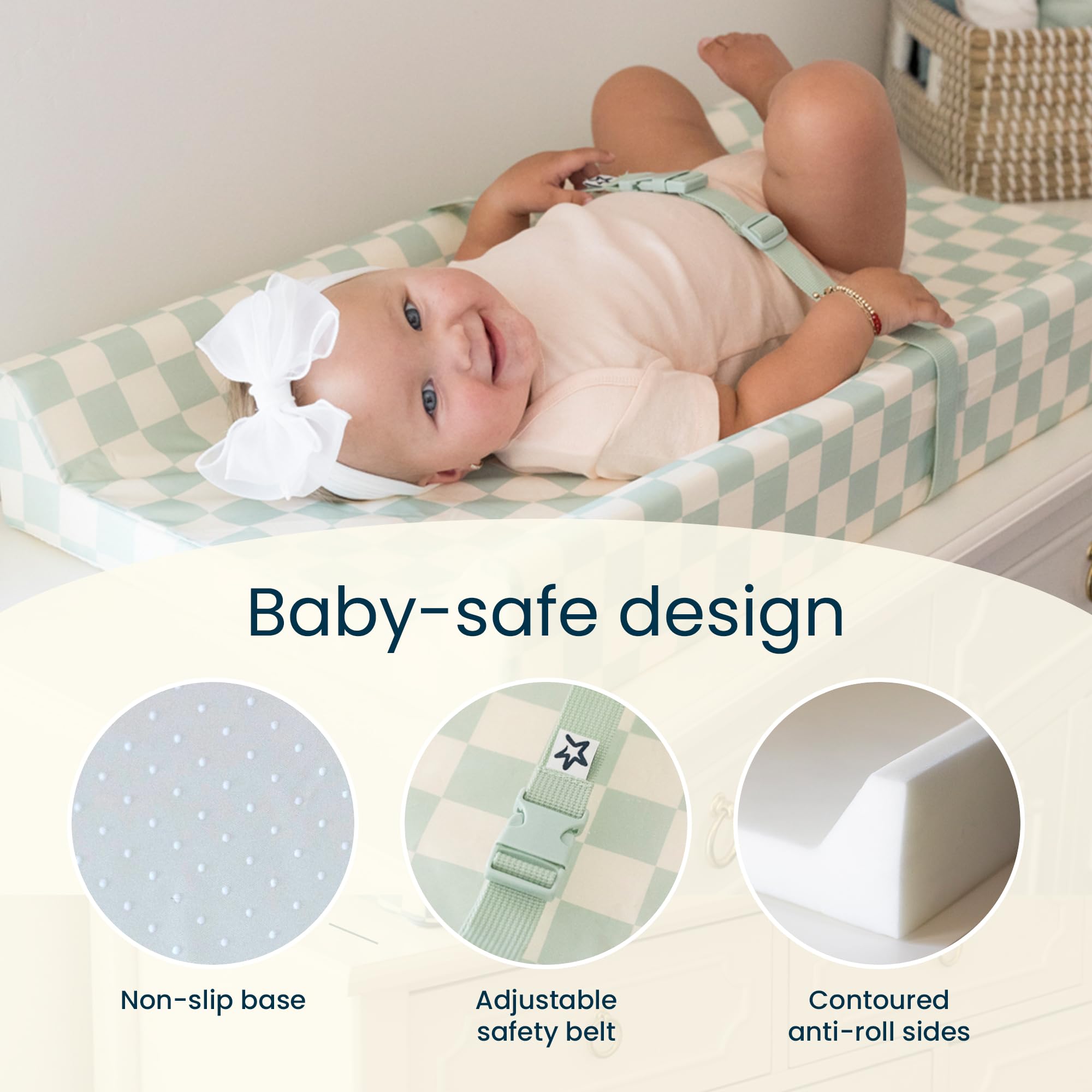 Tiny Twinkle contoured foam cushions tiny bodies for comfort during changes