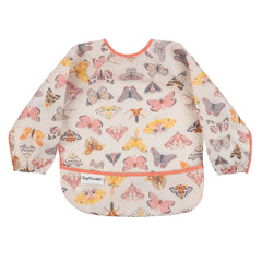 Tiny Twinkle long sleeve bib during mealtime scene keeps outfits clean
