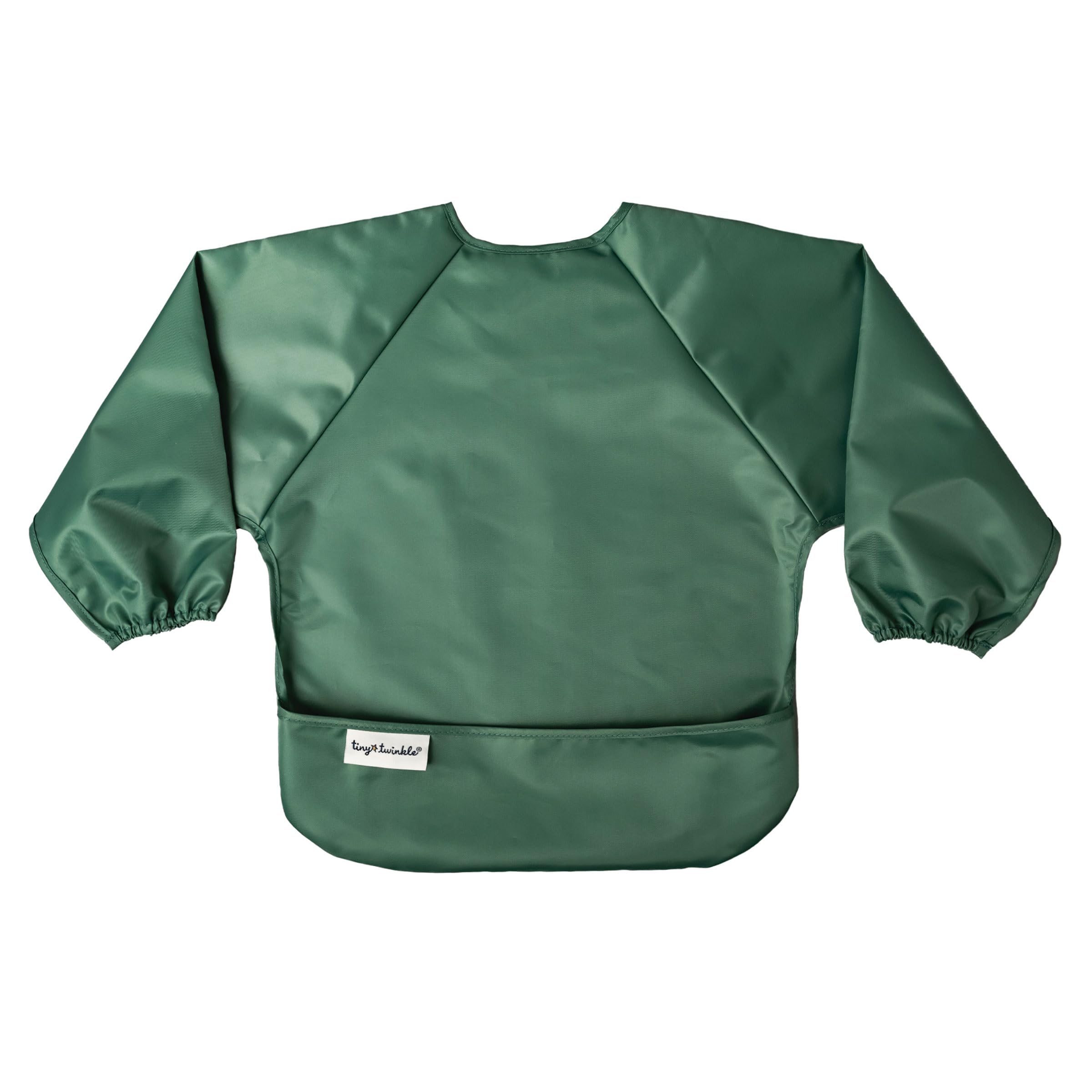 Tiny Twinkle mealtime protection keeps clothes cleaner during curious explorations.