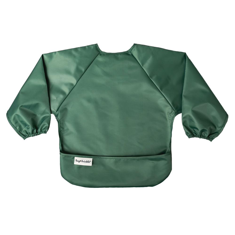 Tiny Twinkle mealtime protection keeps clothes cleaner during curious explorations.
