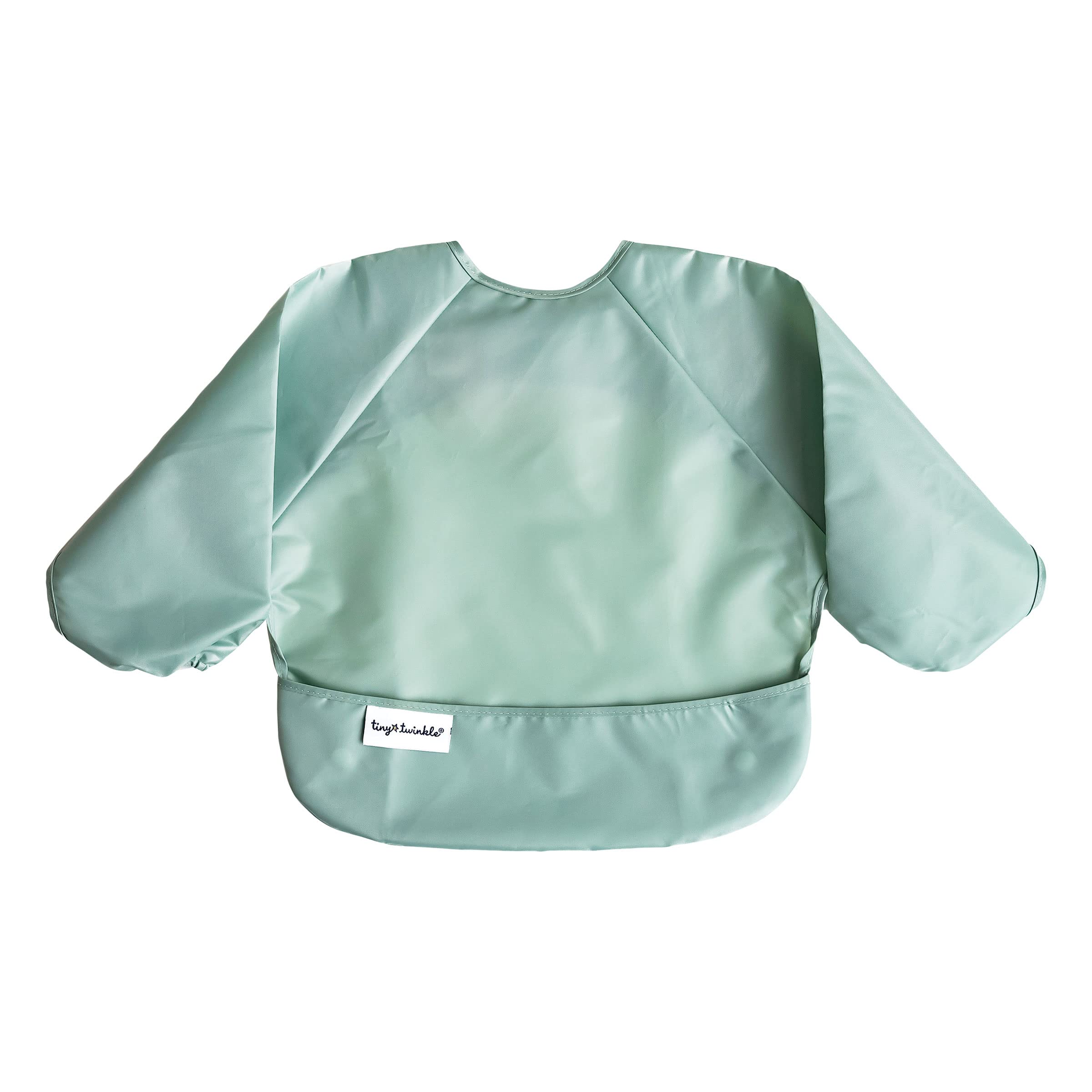 Tiny Twinkle bibs set ready for mealtime with protective layer and sleeve coverage.