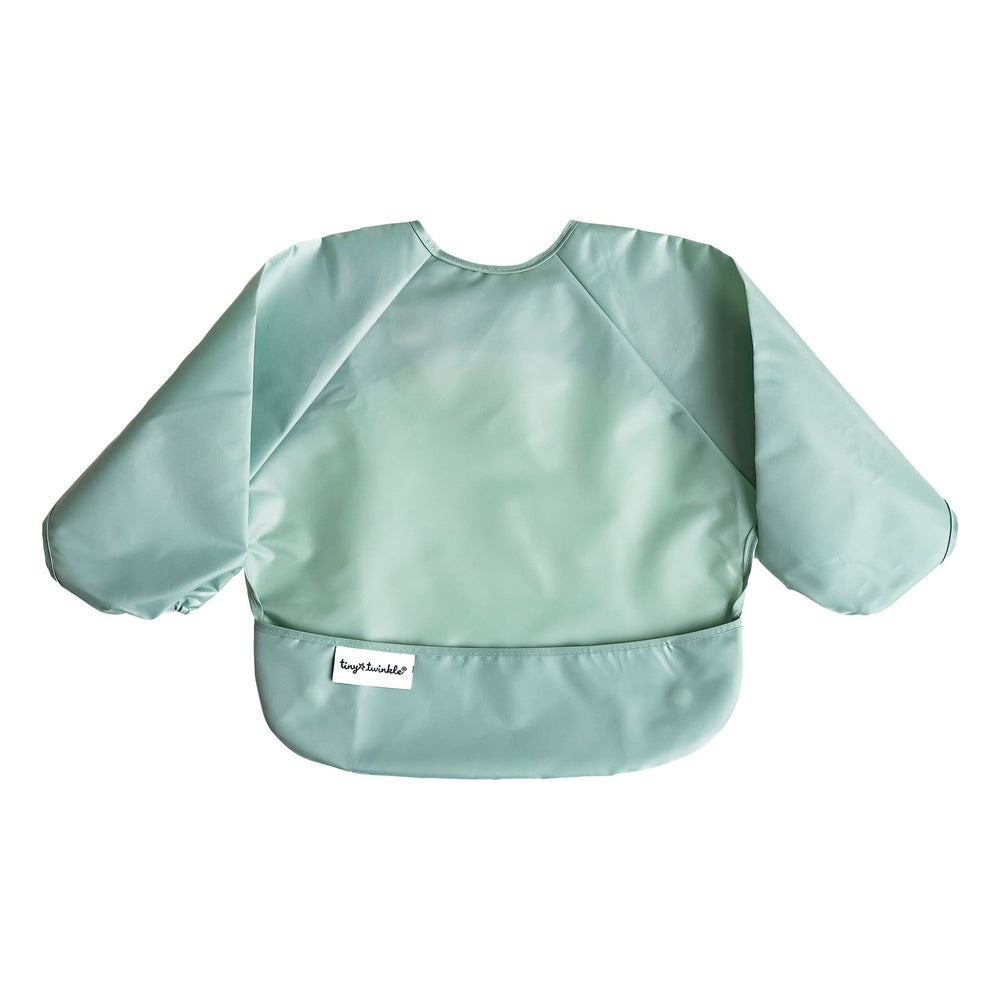 Tiny Twinkle bibs set ready for mealtime with protective layer and sleeve coverage.