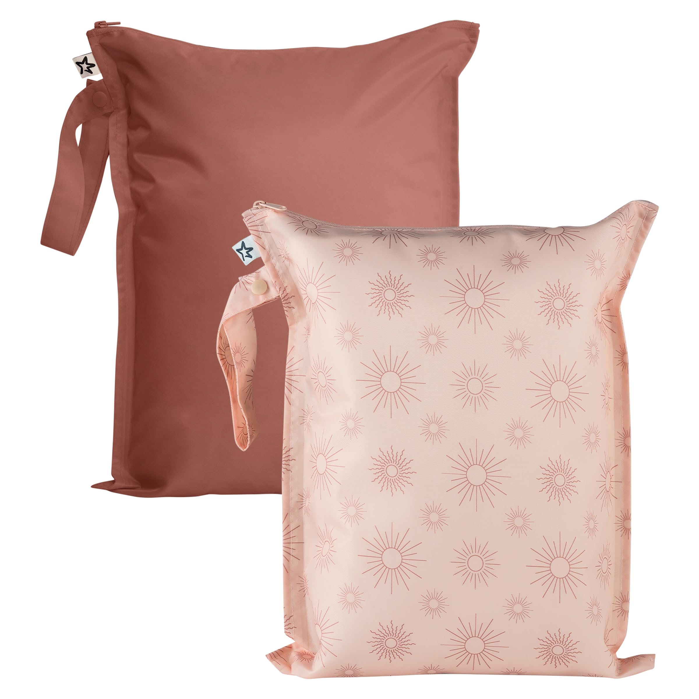 Tiny Twinkle Mess-Proof Wet Bags packshot showing organized wet and dry items.