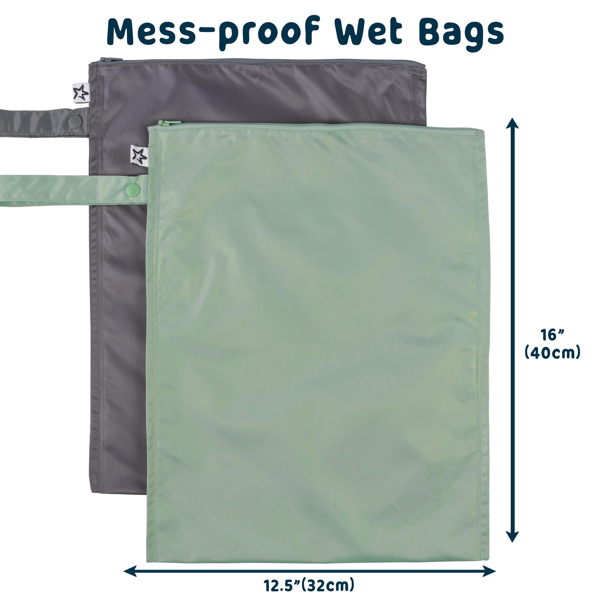 Tiny Twinkle Mess Proof Wet Bag used as diaper storage on the go