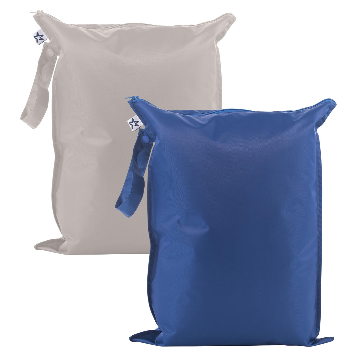 Tiny Twinkle Mess Proof Wet Bag gray, closed, leak-proof storage for damp items.
