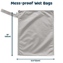 Tiny Twinkle Mess Proof Wet Bag indigo, open, ready to hold swimsuits and baby clothes.