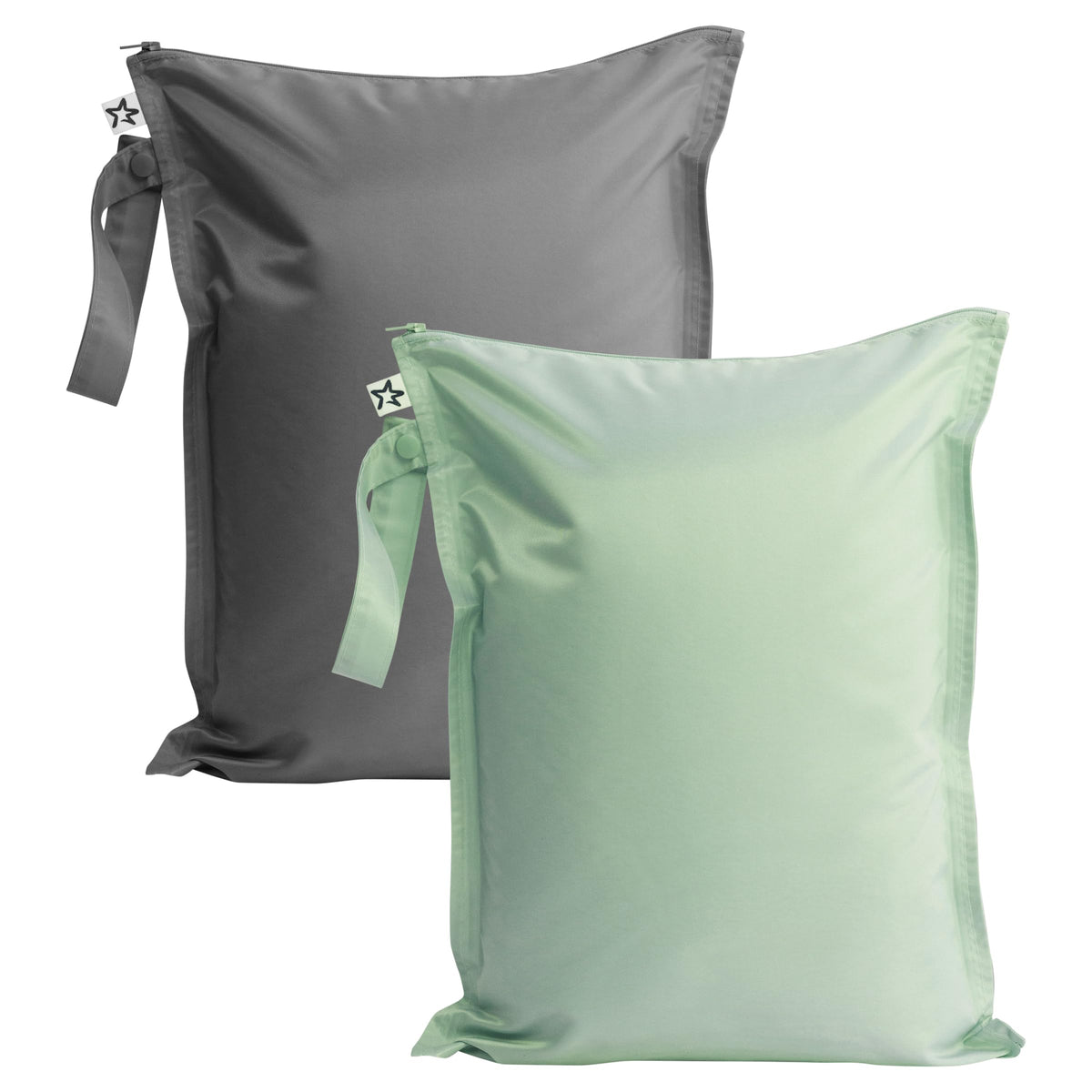 Tiny Twinkle Mess Proof Wet Bag opened to show organized storage for wet and dry items