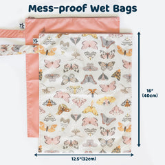 Tiny Twinkle Mess Proof Wet Bags open for diaper storage, holds 8–10 cloth diapers.