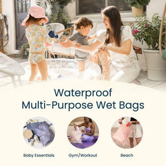 Tiny Twinkle wet bags folded flat for compact travel and easy packing