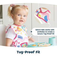 Tiny Twinkle Ocean Life bib waterproof coating for easy wipe-down cleaning.