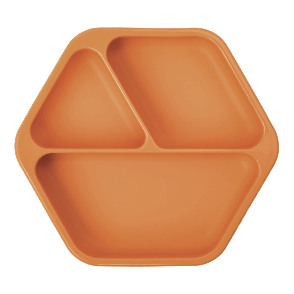 Tiny Twinkle silicone suction plate on flat surface promotes mess-free meals