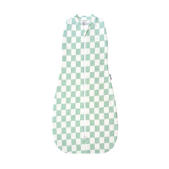 Tiny Twinkle Sleep Sack 0-3m in Sage Checkers, secure swaddle-to-sack transition